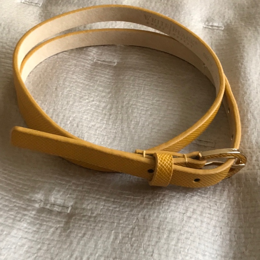 White House Black Market Sunflower Yellow Belt, M, NWOT